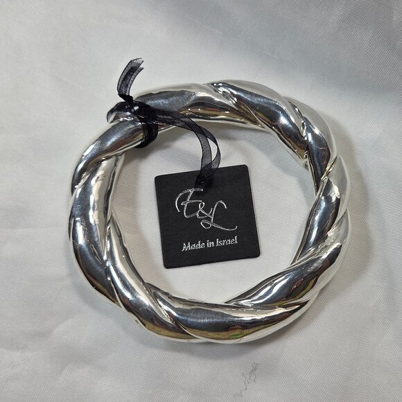 E&L Sterling Silver Electroform Statement Twisted Bangle Bracelet Israel - Picture 5 of 5